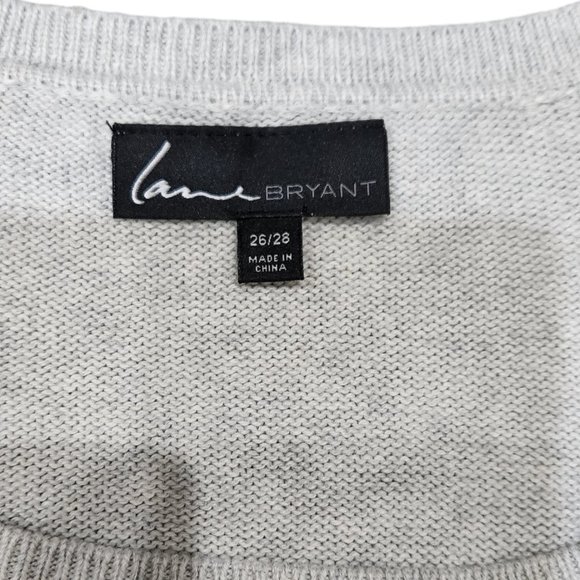 Lane Bryant Gray Crewneck Chandelier Crystal Embellished Sweater 26/28 - Picture 6 of 7